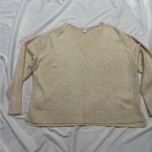 ❤️441 Auden Sleepwear Light Cream V-Neck Knit Sweater Soft Cozy Cabincore